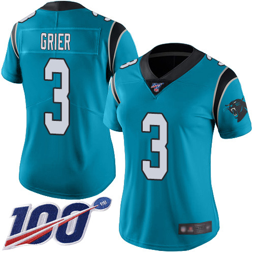 Carolina Panthers Limited Blue Women Will Grier Jersey NFL Football 3 100th Season Rush Vapor Untouchable